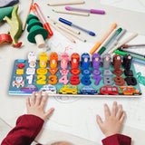 Układanka Drewniana Gra Łowienie Rybek Kształty Pojazdy Cyferki Montessori