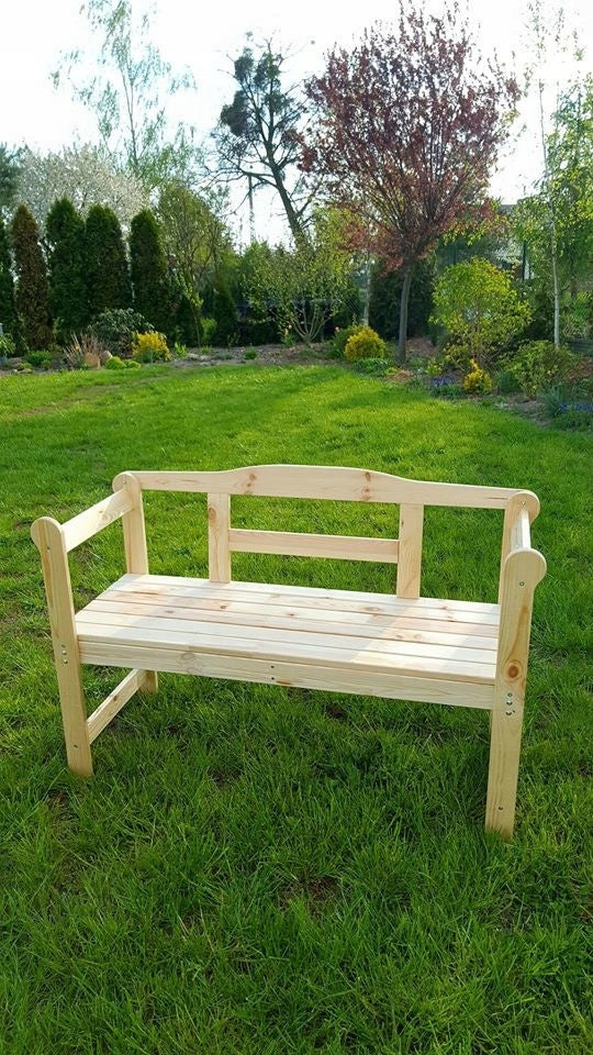 Ławka Ogrodowa Drewniana Dwuosobowa 118 x 43 cm z Oparciem POVES