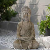 Rzeźba Ogrodowa Dekoracyjna do Ogrodu Wnętrza Ozdobna Budda Szary Figurka