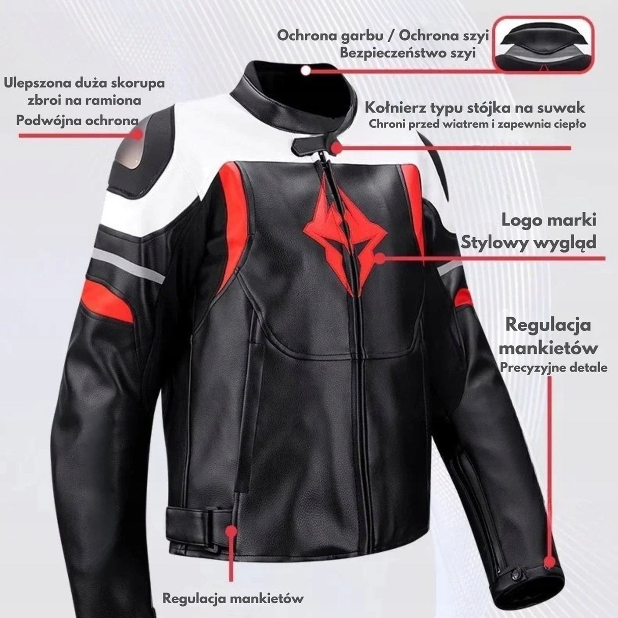 Motocyklowa Kurtka Skórzana Odporna Upadki Wodoodporna Wiatroszczelna 2XL