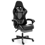 Fotel Obrotowy Biurowy Gamingowy Podnóżek Ergonomiczny Regulowany Czarny