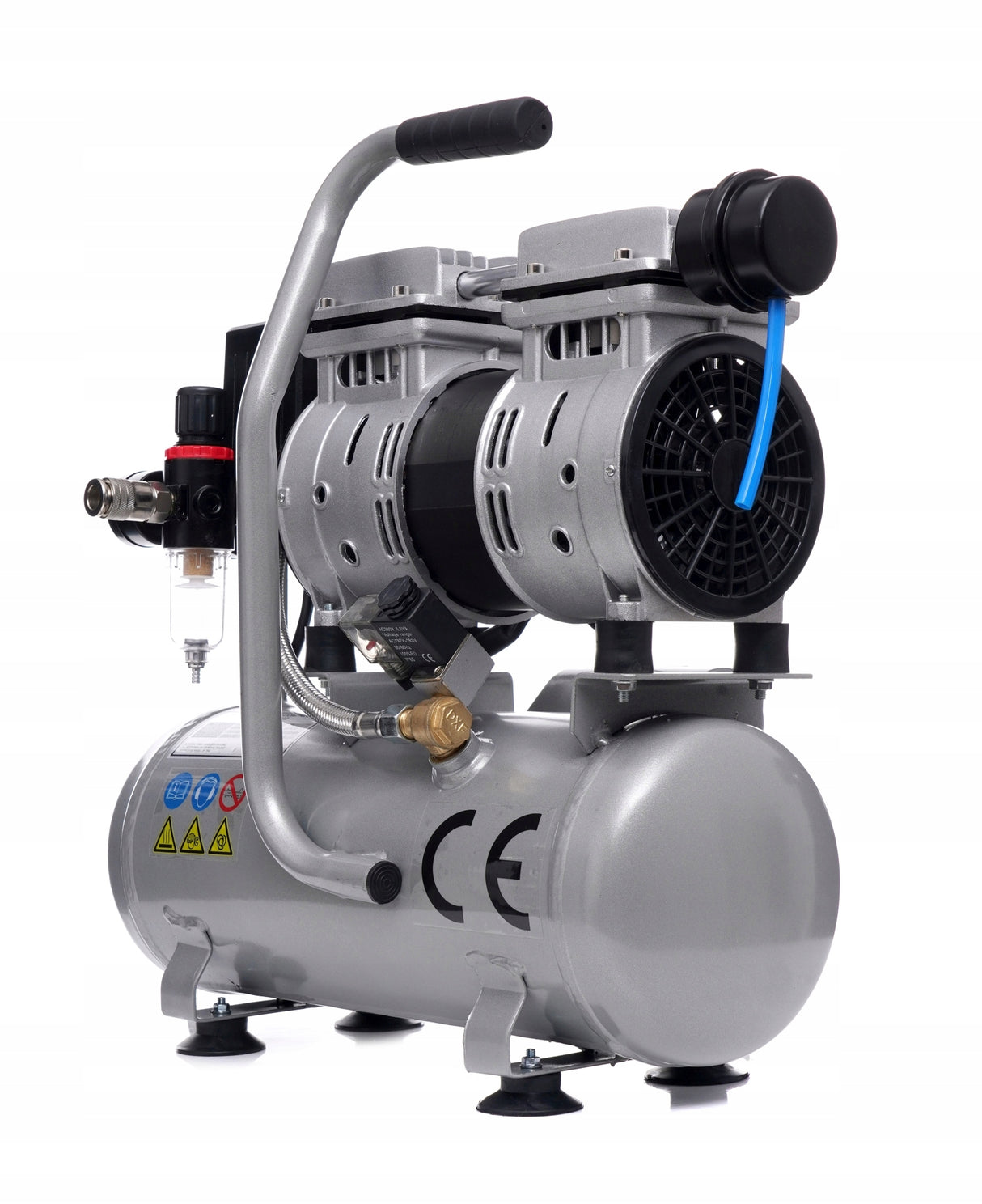 Sprężarka Bezolejowa Kompresor Dwutłokowy R2 Cichy Solidny 6L 550W 10 Bar