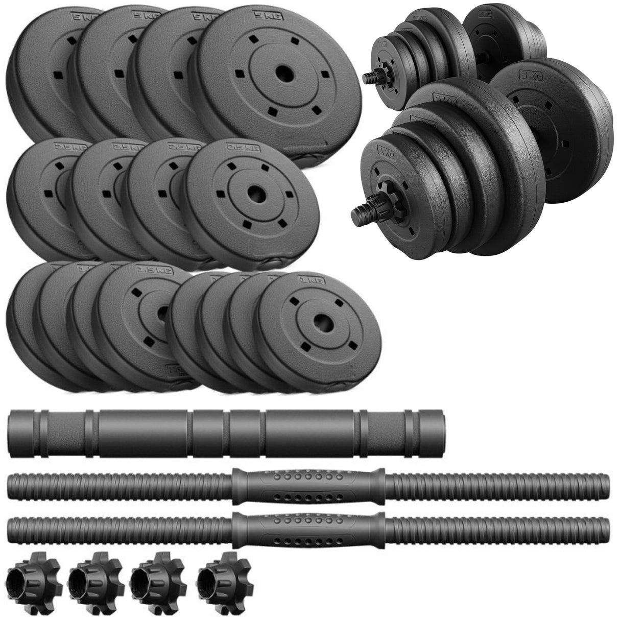 Hantle Bitumiczne Regulowane Zestaw Hantli 40kg 2x20kg Sztanga Czarna