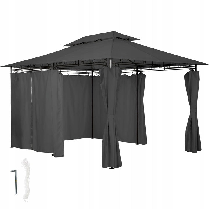 Pawilon Ogrodowy Namiot Elegancki do Ogrodu Altana 3x4x2,7 m Czarny Poves