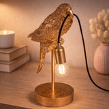 Lampa Złota Papuga Stołowa Elegancka Lampka w Kształcie Papugi 46cm Mosiądz