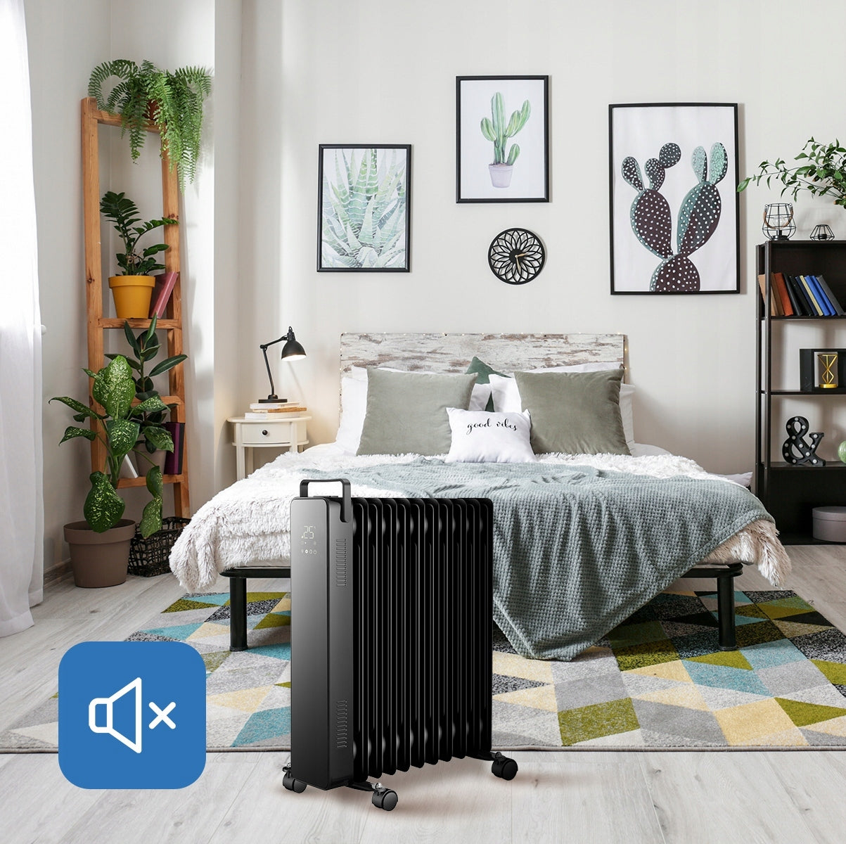Grzejnik Elektryczny Olejowy z Termostatem Szklany 2500 W Czarny 11 Żeber