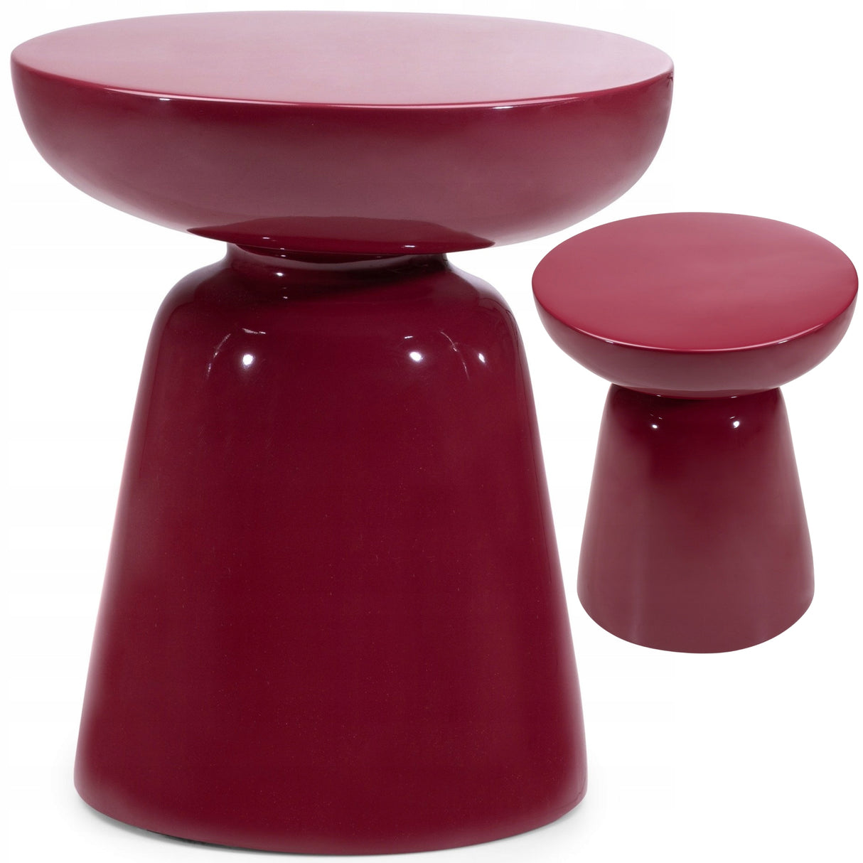 Stolik Boczny Tlenek Magnezu Wytrzymały Burgund Wiśnia Glossy 40 cm
