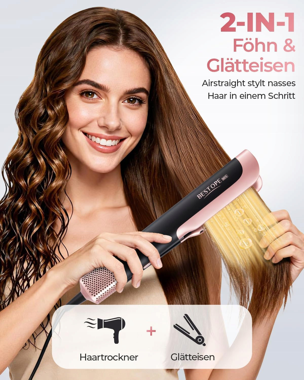 Prostownica Suszarka do Włosów 2w1 Bestope Air Straight Hair 1300W Czarny