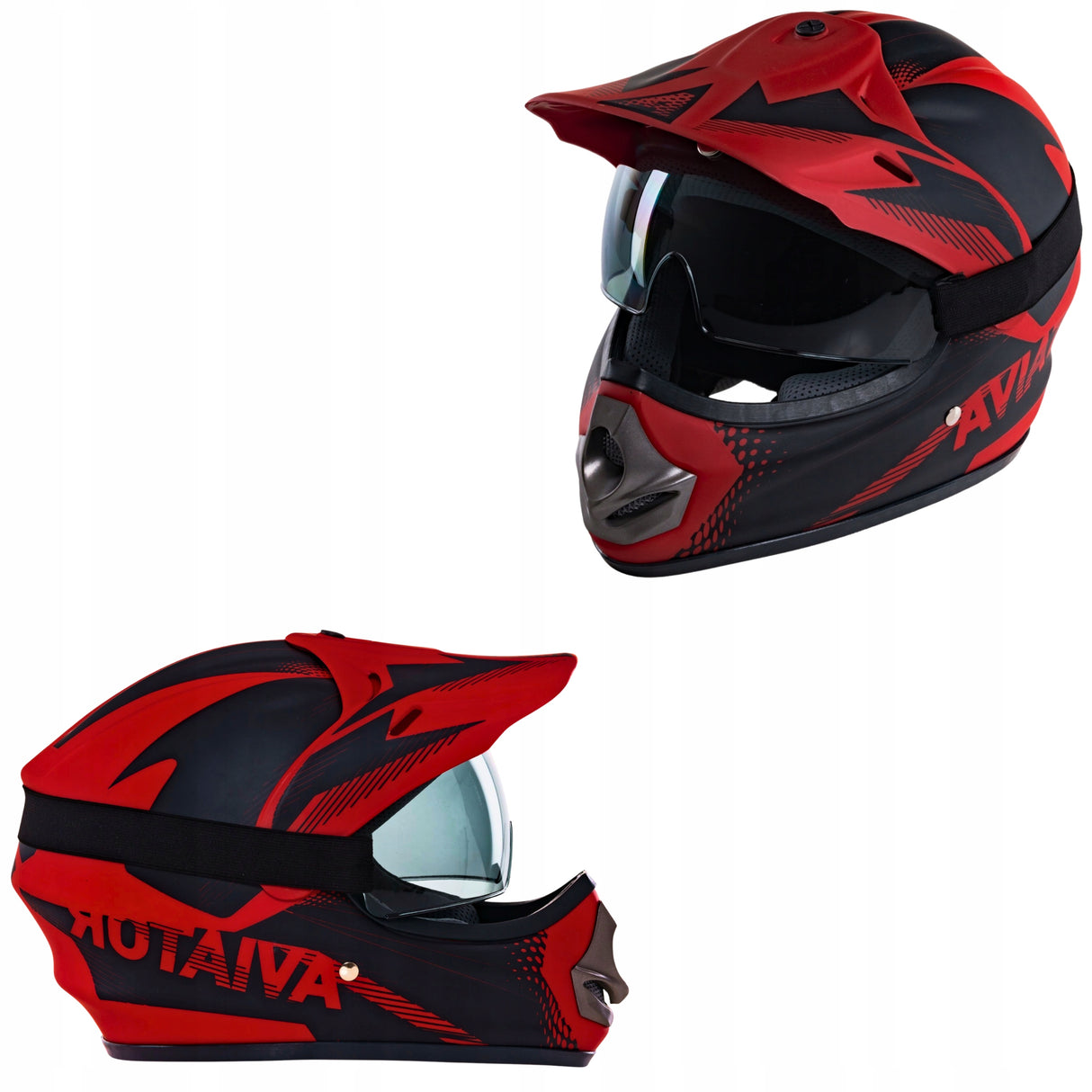 Kask Motocyklowy Crossowy Enduro na Quad Skuter Motor Czerwony L