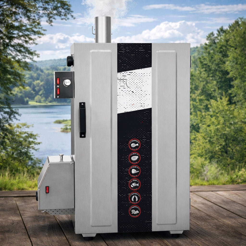 Wędzarnia Elektryczna Ogrodowa Metalowa Smoker BBQ Generator Dymu Srebrna