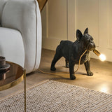 Lampa Stołowa Czarny Pies Lampka w Kształcie Buldoga Francuskiego 43 cm