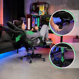 Fotel Obrotowy Biurowy Gamingowy Podnóżek Ergonomiczny Regulowany Czarny