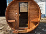 Sauna Ogrodowa Beczka 340 cm Szwedzkie Drewno Zestaw z Piecem HARVIA PC90