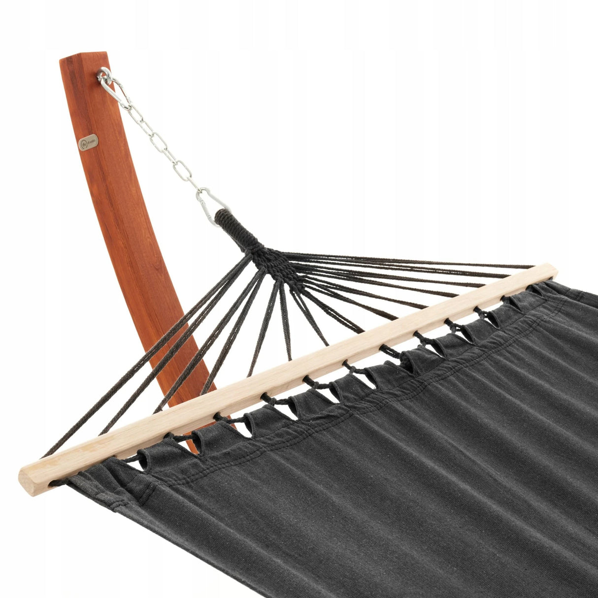 Hamak ze Stelażem Drewianym Ogrodowy z Drążkiem do 150 Kg 320x120 cm Szary