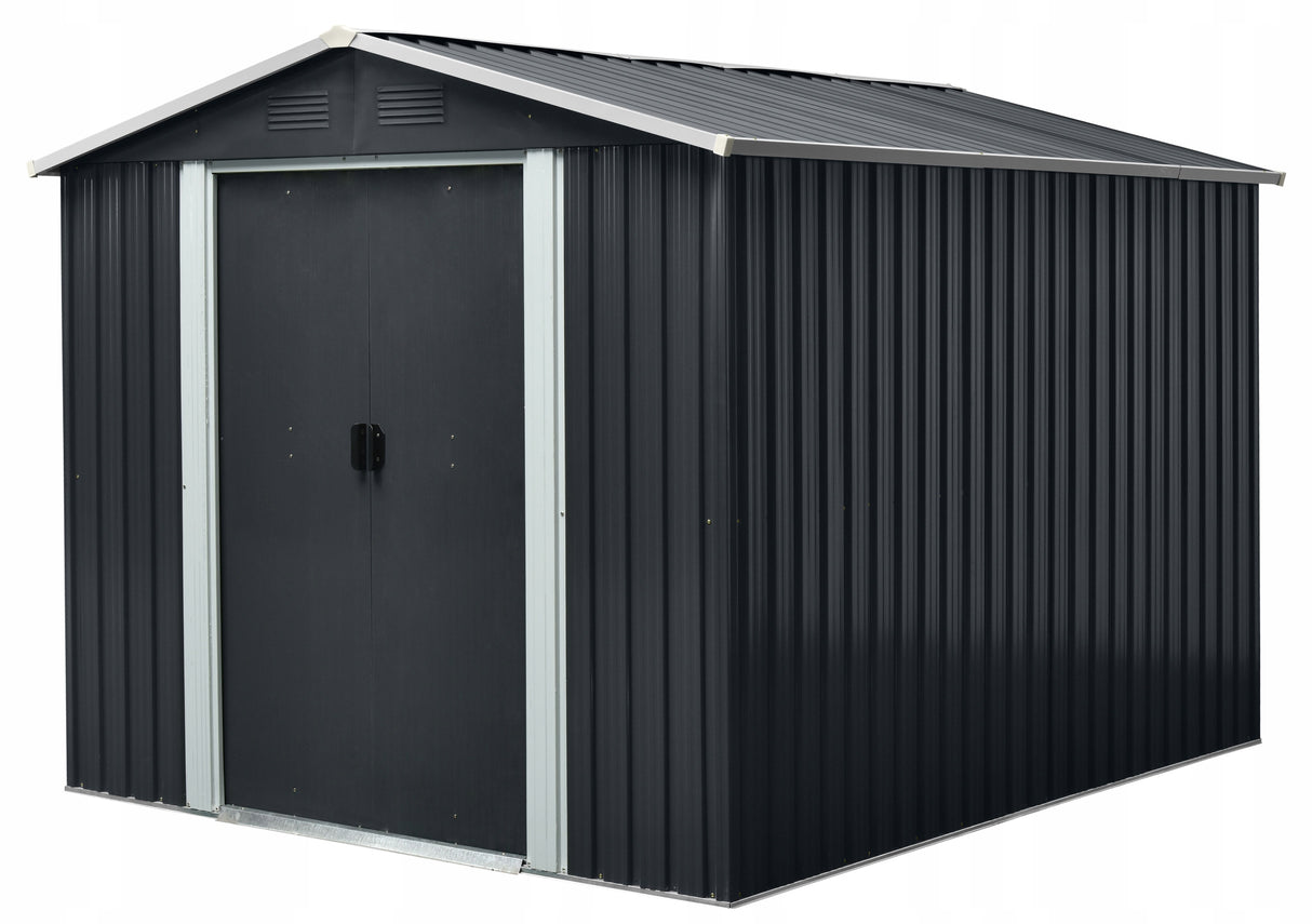 Domek Ogrodowy Narzędziowy Uniwersalny 303x236x194 cm Czarny Aluminium