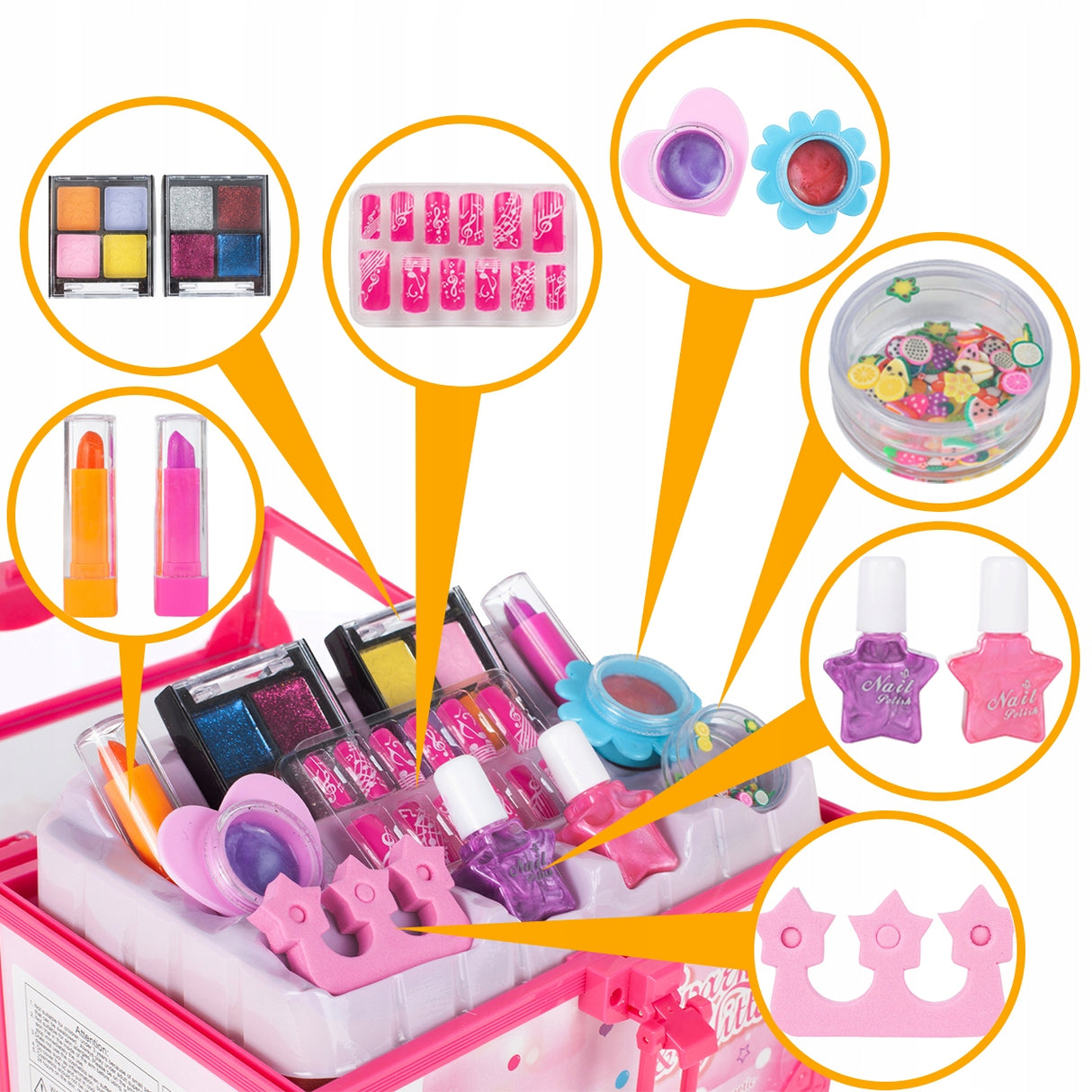 Zestaw Manicure w Kuferku dla Dzieci do Malowania Make Up Lakiery Paznokcie