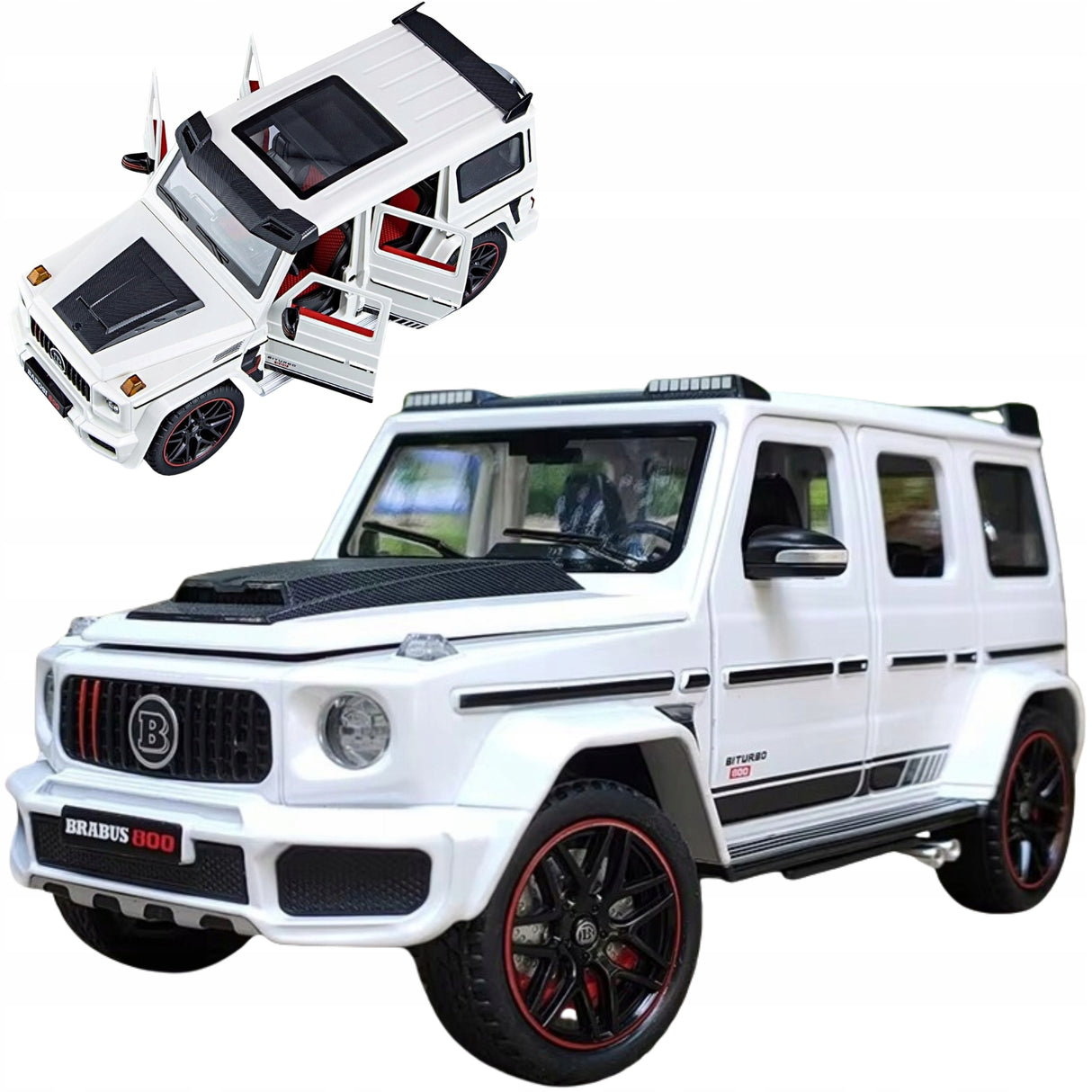 Samochód Mercedes G800 BRABUS Metalowy 1:24 Światła Dźwięk Napęd dla Dzieci
