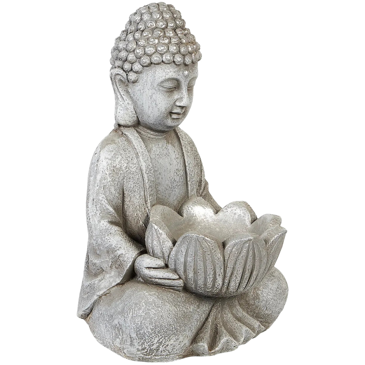 Figurka Ogrodowa Dekoracyjna do Ogrodu Wnętrza Ozdobna Siedzący Budda Szary