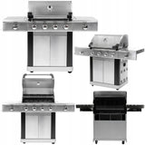 Grill Gazowy Ogrodowy z Kuchenką Boczną 5 Palnikó +Pokrowiec Srebrny 22,5kW