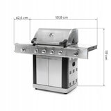 Grill Gazowy Ogrodowy z Kuchenką Boczną 5 Palnikó +Pokrowiec Srebrny 22,5kW