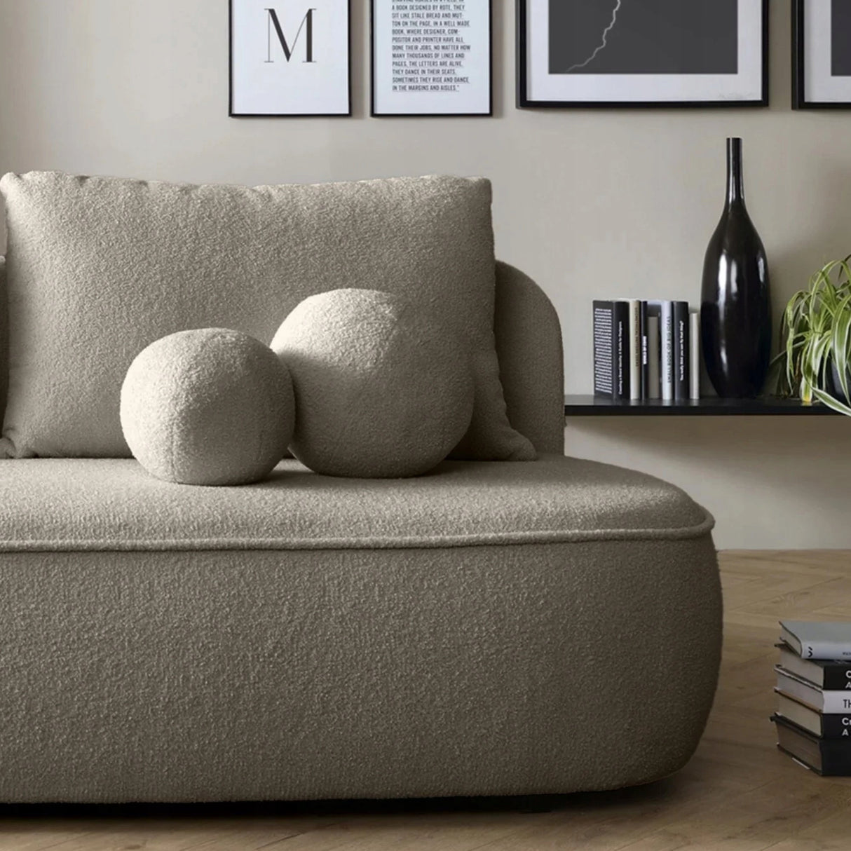 Sofa Zaokrąglony Kształt z Funkcją Spania Pojemnikiem Brązowoszara 212x100