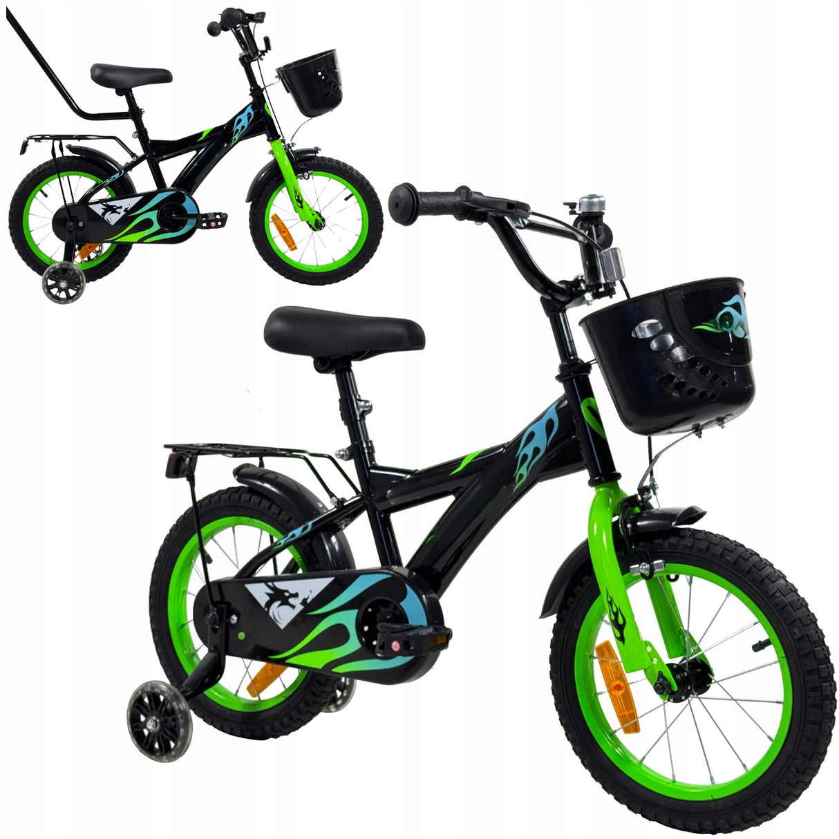 Rower Dziecięcy BMX Rowerek Prowadnik Świecące Boczne Koła WARIANT 14" Cali