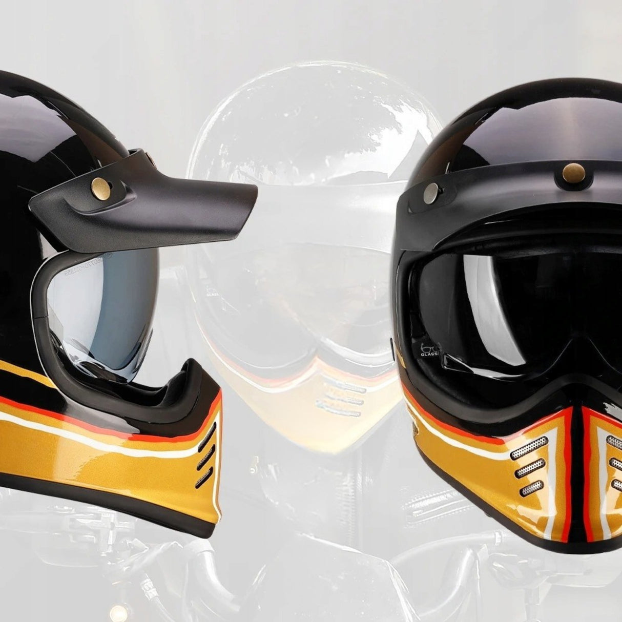 Kask Motocyklowy Pełna Twarz Vintage Retro Oddychający Motocross Rozmiar M