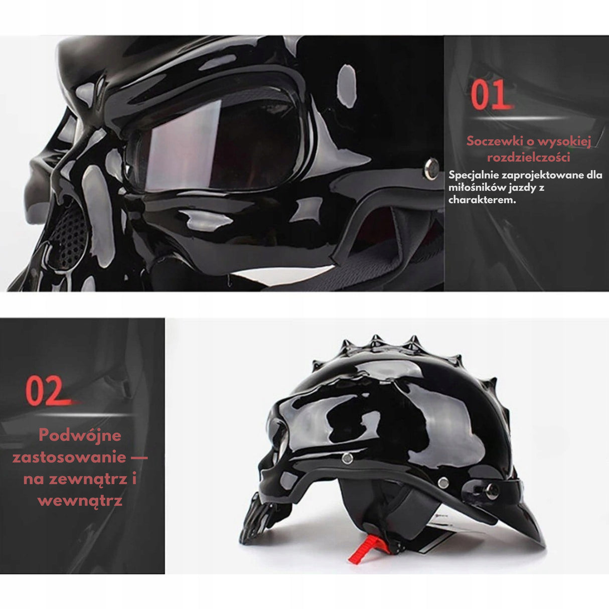 Kask Motocyklowy w Stylu Czaszki Unikalny Hełm Ochronny Pół Twarzy XL