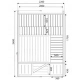 Sauna Ogrodowa Quadro 240 cm ZESTAW z Piecem na Drewno i Balią 120 cm