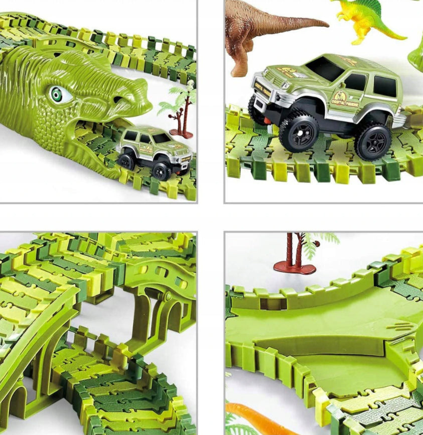 MEGA DUŻY TOR AUTO WYŚCIGOWY DINOZAUR PARK 240 el.
