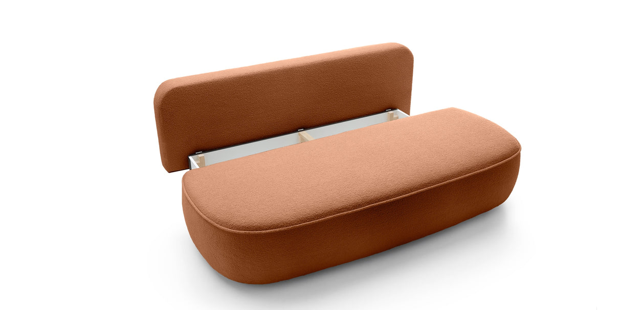 Sofa Zaokrąglony Kształt z Funkcją Spania Pojemnikiem Miedziana 212x100
