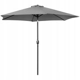 Okrągły Parasol Ogrodowy Balkonowy Uchylny Duży Z Korbką Śr.300Cm Szary