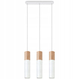 Lampa Wisząca MAPUA 3 Biała LED MIALUX Designerska 3 Punktowa Stal i Drewno