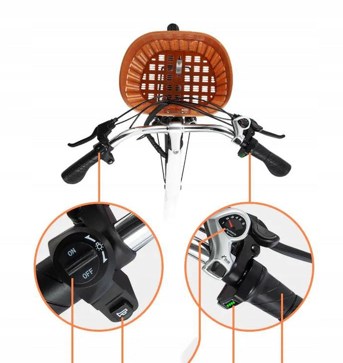 Rower Elektryczny Miejski 36V 12.5Ah 25km/h 250 W WARIANTY Koło 26" Cali