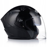 Kask Motocyklowy Otwarty Ochronny Chopper Skuter Czarny Połysk Rozmiar S