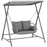 Huśtawka Ogrodowa Dwuosobowa Stal Poliester 171x130x173 cm do 220 Kg Szara