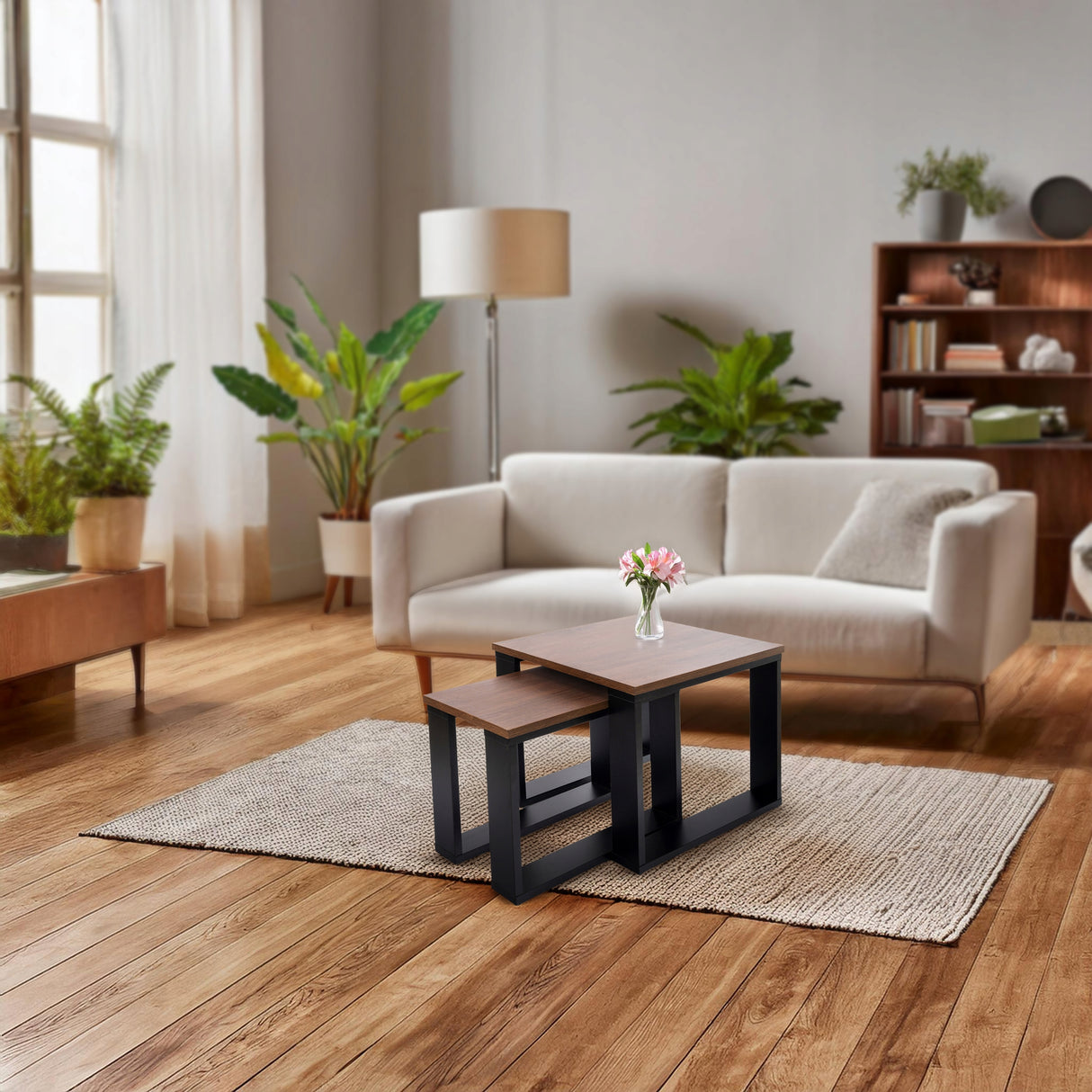 Stolik Kawowy Poves Justyna 2W1 Dąb Craft Loft Retro 2 Stoliki 60x60