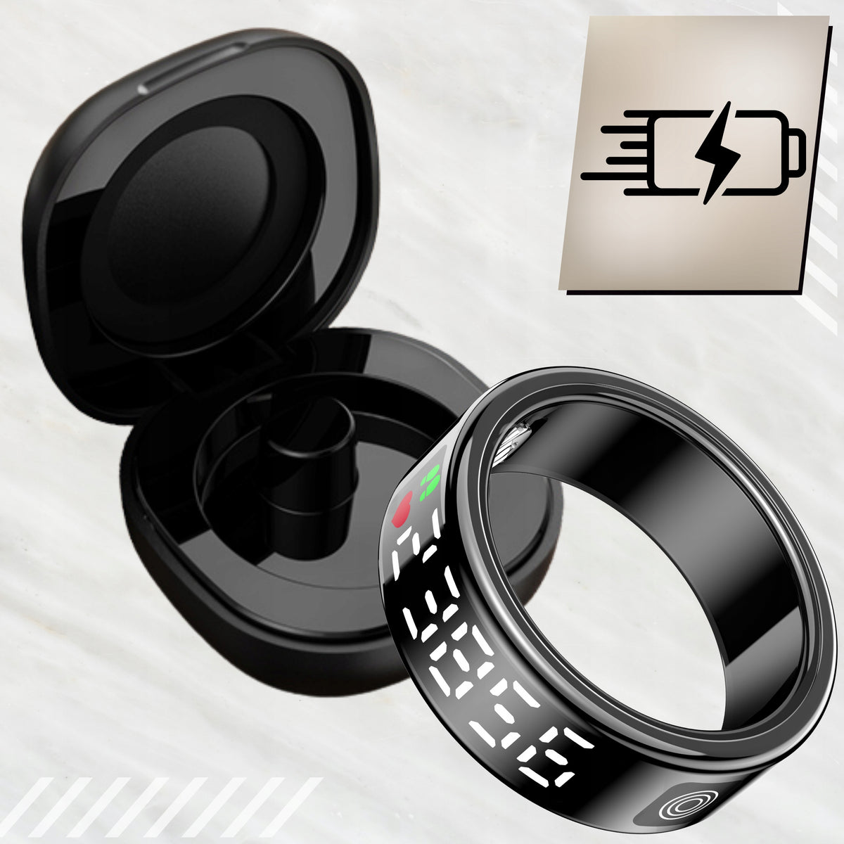 Pierścień Stalowy Wodoodporny Monitorowanie Tętna Sofun Smart Ring Roz. 9