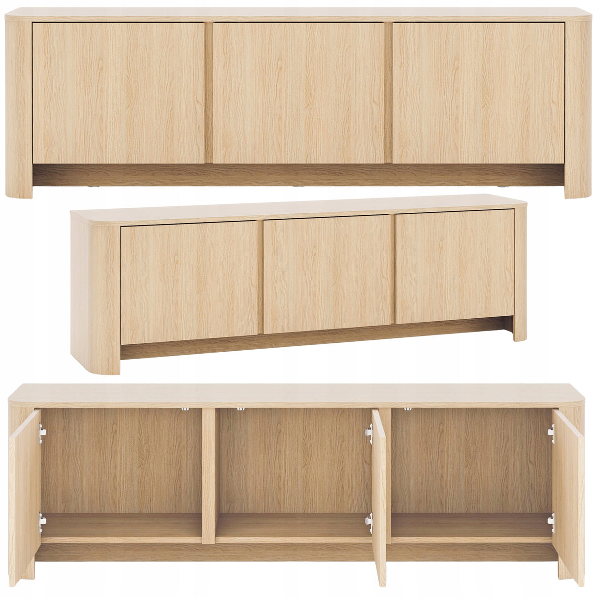 Szafka RTV Zaokrąglone Kształty Nowoczesny Design Dąb Vicenza 168x39 cm