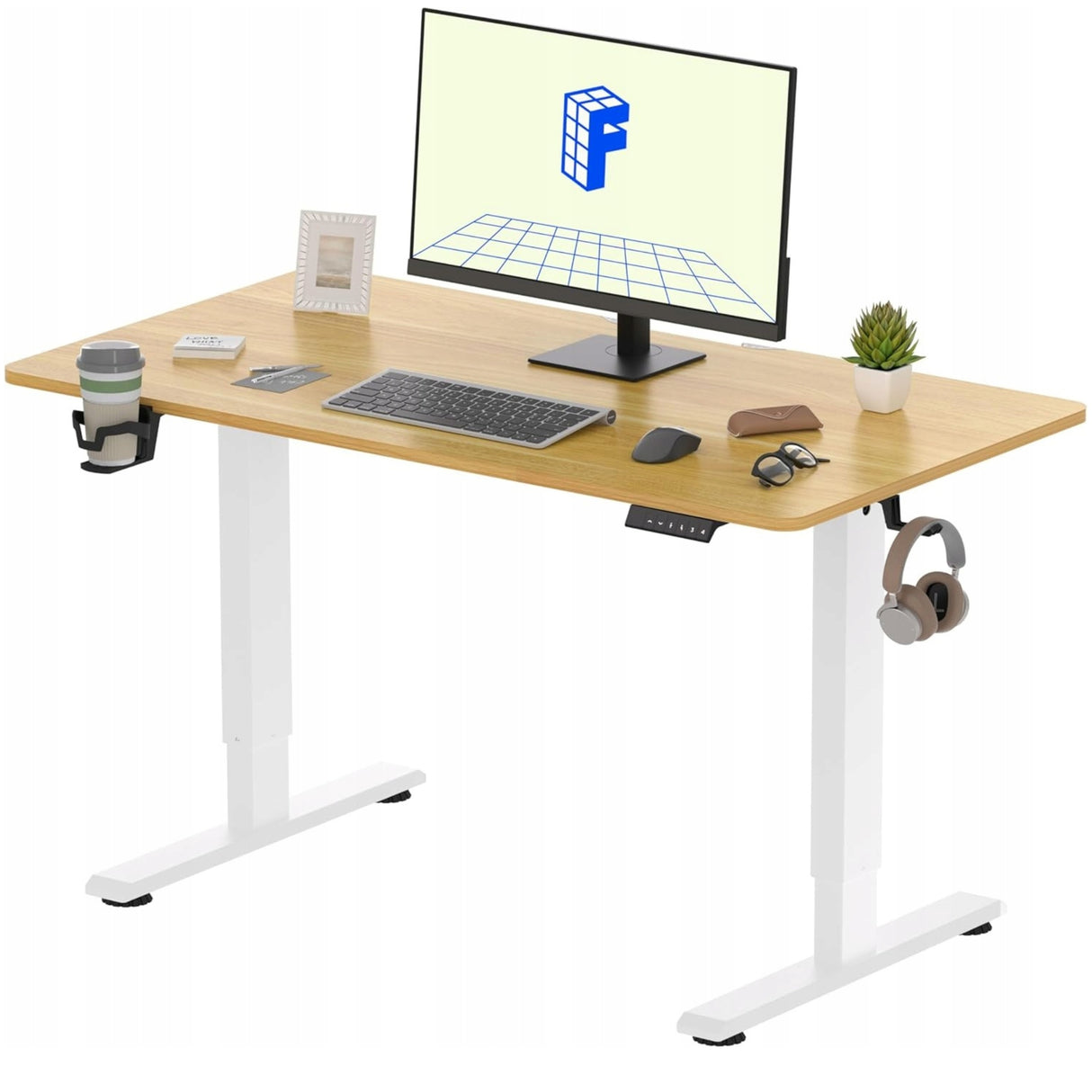 Stół z Regulacją Wysokości 110x54 cm Klon / Biały QE1M-1154-EUV1 Regulowane