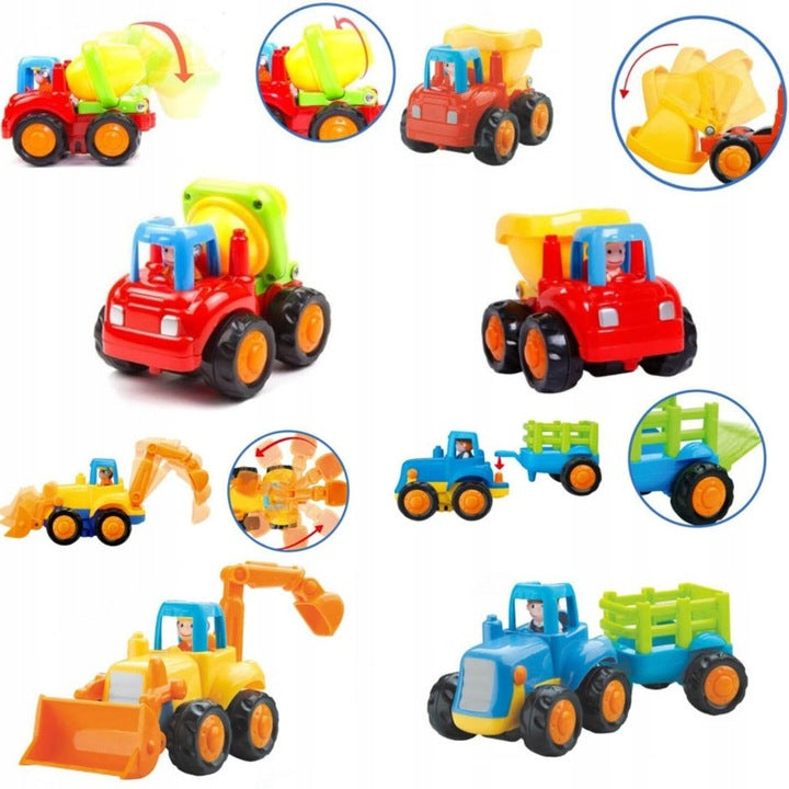 Auta Pojazdy Budowlane Rolnicze Koparka Traktor Autko Wywrotka 4SZT Zestaw