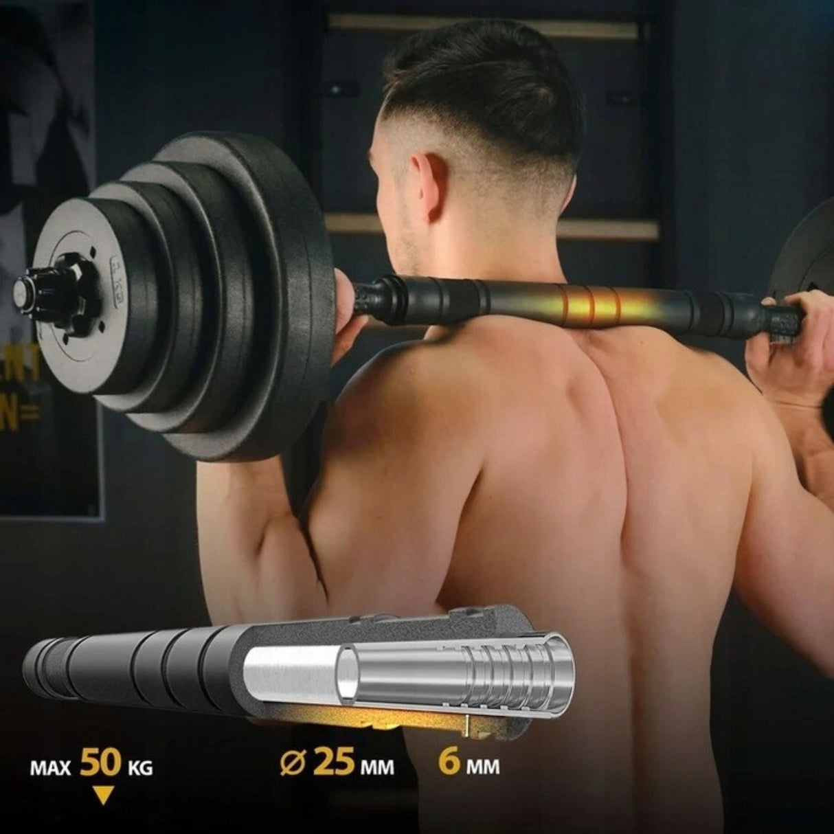 Hantle Bitumiczne Regulowane Zestaw Hantli 40kg 2x20kg Sztanga Czarna
