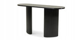 Biurko Konsola Stolik Lamelowe Nogi Owalny Blat Designerski Czarne 140x40