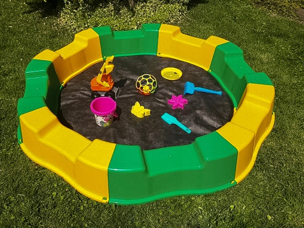 Duża Piaskownica Żółto Zielona Plastikowa 12m + Dł 160Cm + GRATIS Zabawki