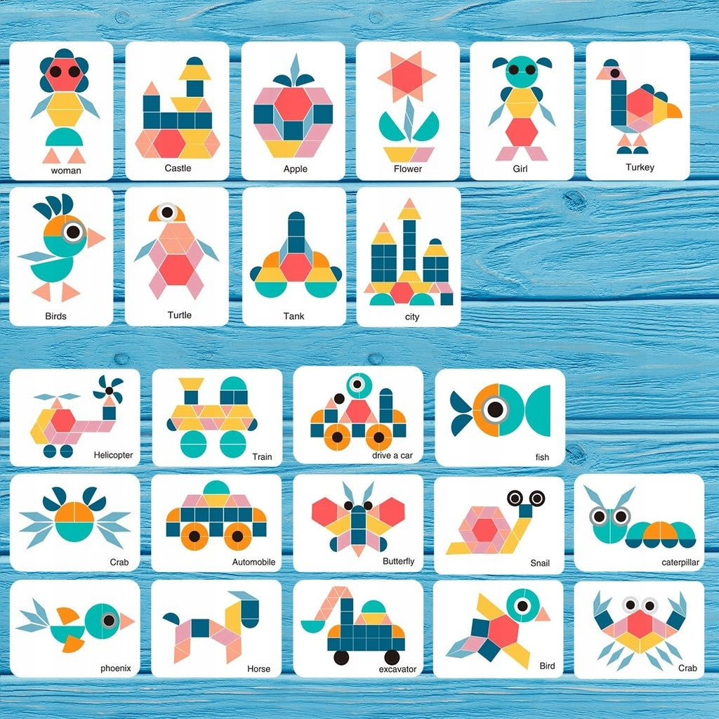 DREWNIANA UKŁADANKA PUZZLE MONTESSORI TANGRAM 180e
