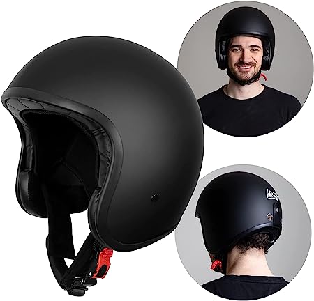 Kask Motocyklowy retro Wizjer Skuter Mat - L 59/60