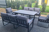 Meble Ogrodowe Zestaw dla 8 Osób 2xSofy 175 cm 2xFotele Stół Obiadowy 160cm
