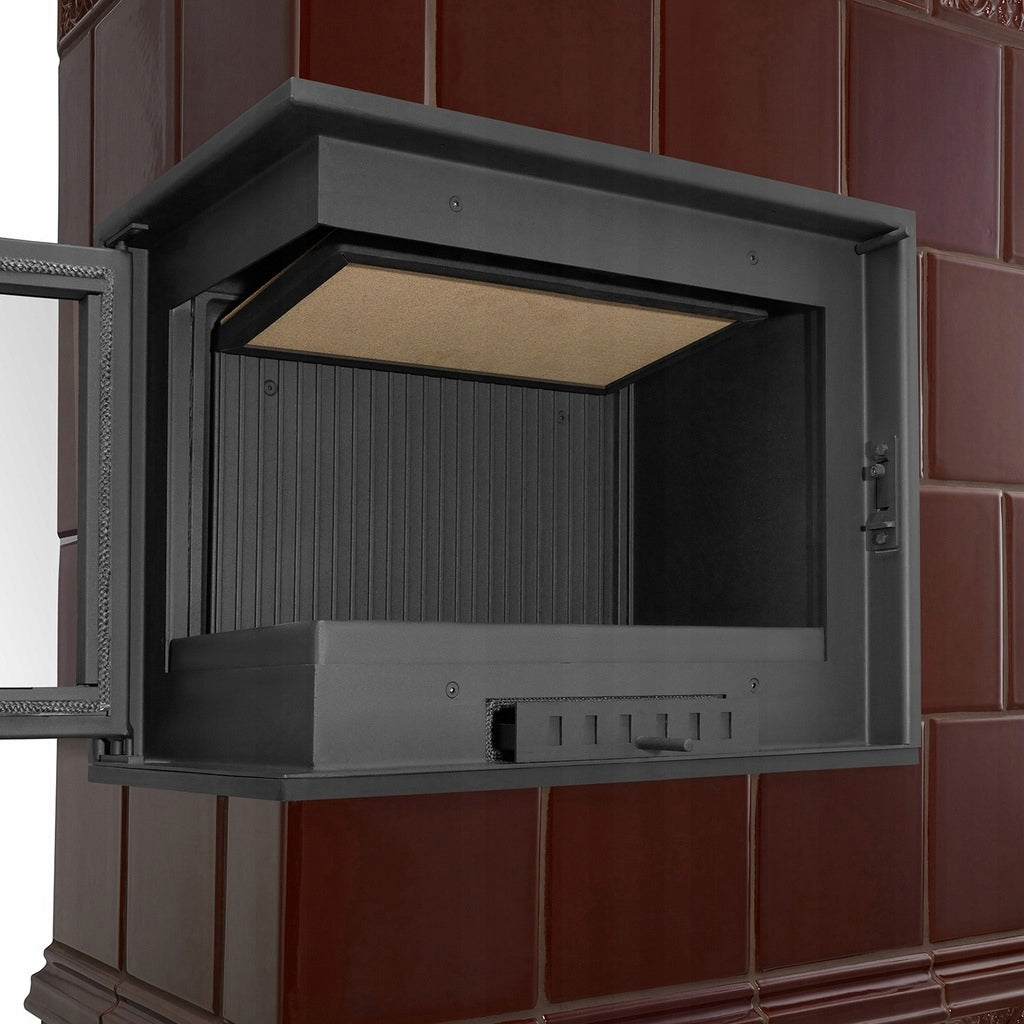 Piec Kominek Koza Ceramiczny Kaflowy Narożny 14kW Brąz Obudowa Kominkowa