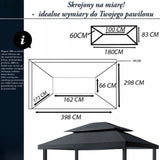 Dach Pawilon 4x3m Poszycie Wodoodporny M5 Antracyt z Kominem do Cyrkulacji