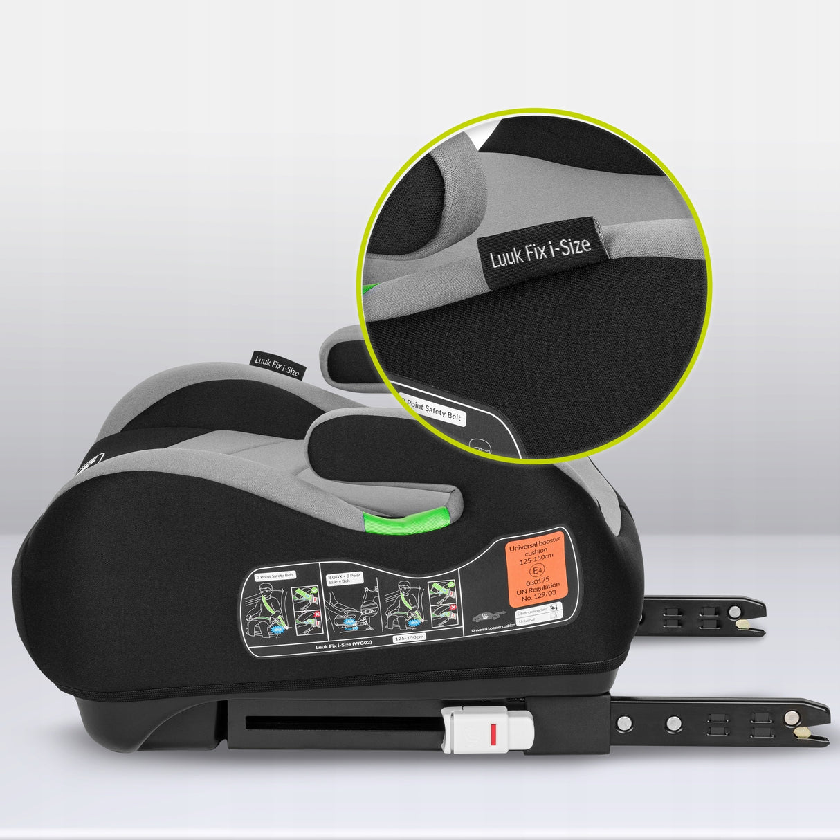 Fotelik Samochodowy Podstawka ISOFIX 125-150 cm i-Size Szary